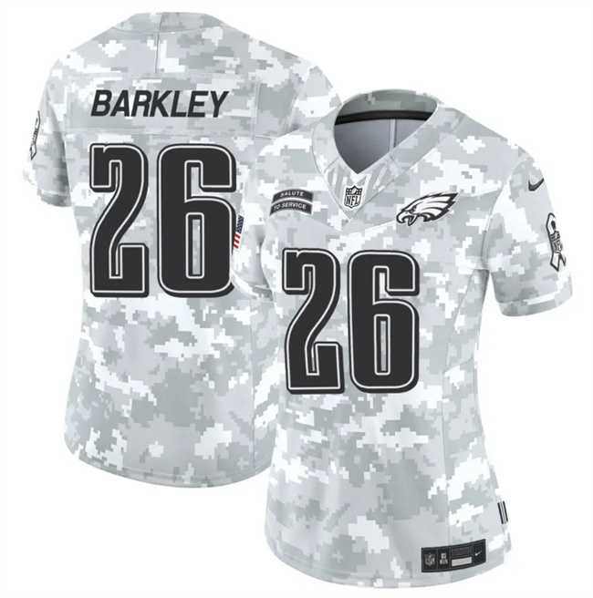 Womens Philadelphia Eagles #26 Saquon Barkley 2024 F.U.S.E Arctic Camo Salute To Service Limited Stitched Jersey Dzhi